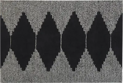 Produktbild von BELIANI Teppich Schwarz / Weiß Baumwolle 140 x 200 cm geometrisches Muster handgewebt gefärbt Kurzhaar Kurzflor Bettvorleger Läufer Retro Stil