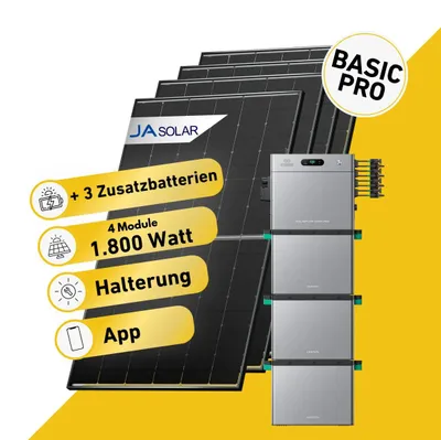 Produktbild von Balkonstrom Balkonkraftwerk 1800W Solaranlage mit Speicher | 3xZusatzspeicher |Biberschwanzdachhalterung| 2xSolarmodul | Zendure SolarFlow 2400 Pro