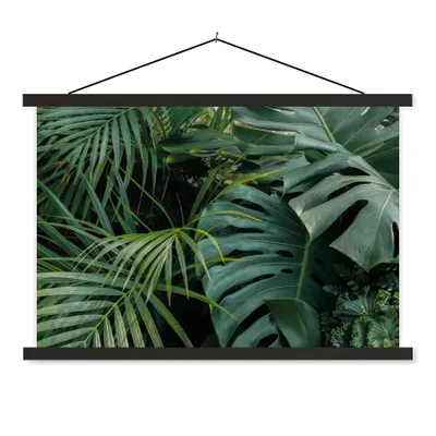 Produktbild von MuchoWow® Textilposter Pflanzen - Dschungel - Blätter - Tropisch 150x100 cm mit schwarzem Rahmen - Schlafzimmer