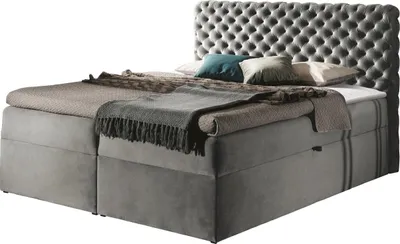 Produktbild von MIRJAN24 Boxspringbett Chesterfield, Stilvoll Doppelbett, Bett mit zwei Bettkästen (Farbe: Magic Velvet 2217, Größe: 200x200 cm)