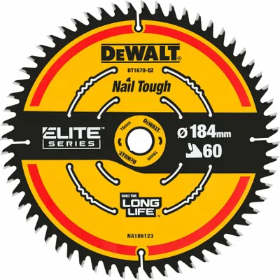 Obrázok produktu pre Kotúčová píla DT1670 184 mm x 16 x 1,6 60WZ UHM pre pílu na drevo DCS365