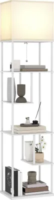 Produktbild von HOMCOM Stehlampe Stehleuchte mit Regalen einstellbare Helligkeit  Farbtemperatur