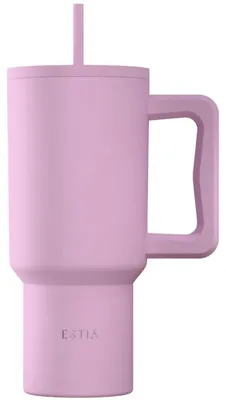 Produktbild von ESTIA Trinkbecher Thermobecher mit Strohhalm 900 ml rosa Isolierbecher aus Edelstahl