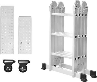 Produktbild von YARDIN 4x3 Mehrzweckleiter 340cm 6 in 1 Alu Leiter Vielzweckleiter Klappleiter Haushaltsleiter Arbeitsleiter Anlegeleiter Steigleiter Arbeitsbühne Multifunktionsleiter Gelenkleiter