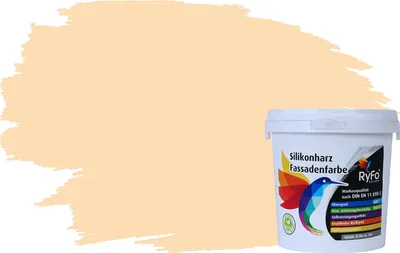 Produktbild von RyFo Colors Silikonharz Fassadenfarbe Lotuseffekt Trend Weißtöne Apricot 1l - bunte Fassadenfarbe, weitere Weiß Farbtöne und Größen erhältlich, Deckkraft Klasse 1