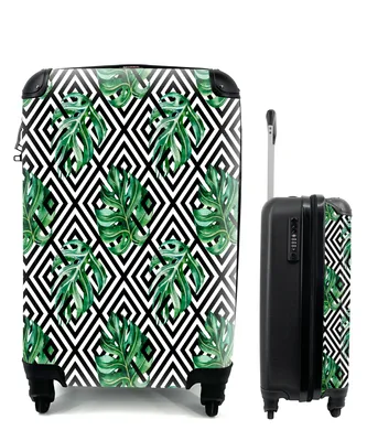 Produktbild von MuchoWow® Koffer Handgepäck Trolley Rollkoffer Kleine Reisekoffer mit 4 Rollen - Monstera - Abstrakt - Muster - Cabin Size < 55x40x23 cm & 55x40x20 cm - Fotokoffer - Kabinenkoffer - Boardgepäck - Reise-Box - Reisekoffer - Reisegepäck - Koffer mit Bild - Trolley für Kinder