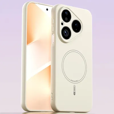 Image de Etui magnétique pour Huawei Pura 80, compatible avec MagSafe, silicone liquide, résistant aux chocs et aux rayures Beige