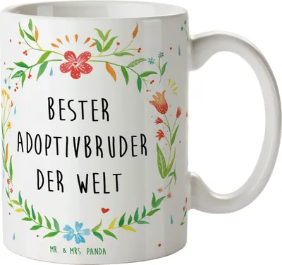 Produktbild von Mr. & Mrs. Panda Kaffeetasse Adoptivbruder - Geschenk, Teetasse, Geschenktasse, Kaffeebecher, Bruder, Familie, Bester, adoptiert, Brudi, Tasse, Trinkbecher