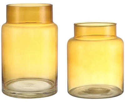 Image de Ensemble de 2 vases en verre ambré pour décoration vintage