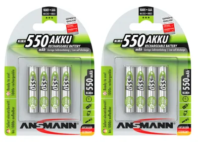 Produktbild von ANSMANN Akku AAA 550mAh Micro NiMH 1,2V – 1000x wiederaufladbar (8 Stück)