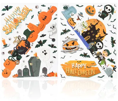 Produktbild von com-four® 2x Halloween-Fensteraufkleber - selbstklebende Fensterbilder - Fensterdekoration - Fenstersticker mit Halloweenmotiven [Auswahl variiert]