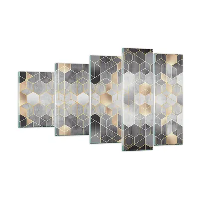 Produktbild von Bilder auf glas - 5 Teile - Geometrisch Abstraktion Sechsecke - 100x60cm - Glasbilder - Wandbilder - Bilder - Wanddekoration aus Glas - Glas Bilder - Wandbild auf Glas - GEG100x60-4776
