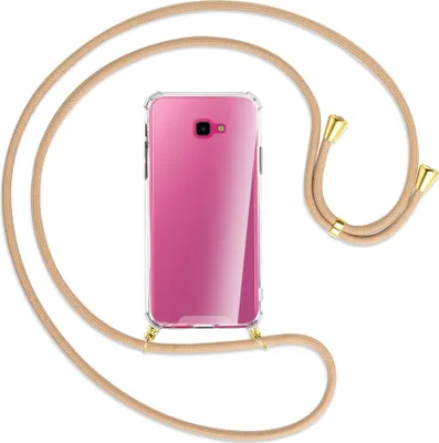 Produktbild von Handykette Backcover-Schutzhülle mit Band (Metall goldfarben) für Samsung Galaxy J4 Plus - beige