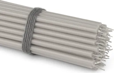Produktbild von 50x Stabkerzen grau Rußfrei Tropffrei dünn L 16cm Premium Paraffinwachs 36115