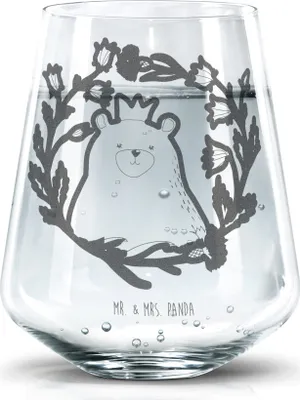 Produktbild von Mr. & Mrs. Panda Glas Bär Königin - Transparent - Geschenk, Mutter, Lieblingsmensch, Teddy, Beste Mama, Becherglas, Trinkglas, Mom, Tumbler, Glasbecher, Wasserglas