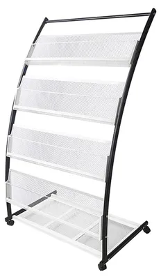 Zeitschriftenständer mit Rollen, 4 Ablagen, Edelstahl, 60x40x113 cm