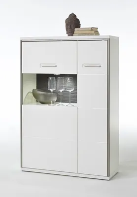 Produktbild von Highboard Trento 3 | weiß Hochglanz | ohne Beleuchtung