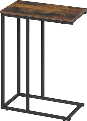 Produktbild von Beistelltisch - Laptoptisch - Metallgestell - MDF-Tischplatte 45 x 25 cm - Höhe 63,5 cm - Rechteckig - Rustikal Braun