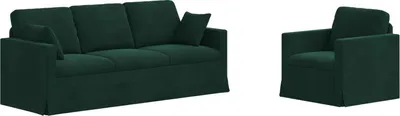 Imagen del producto de vidaXL Juego de sofás de 2 piezas, color verde oscuro, tapizado en terciopelo