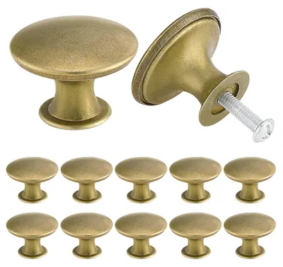 Image de Boutons d'armoire, vintage, shabby chic, laiton, aspect antique, 30 mm, 12 pièces
