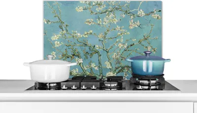 Produktbild von KitchenYeah®  Spritzschutz Küche - Küchenrückwand - Wandschutz für Herd und Spüle - Van Gogh - Mandelblüte - Alte Meister - Kunst - Vintage 60x40 - Alu-Dibond (Alternative zum Spritzschutz aus Glas) -