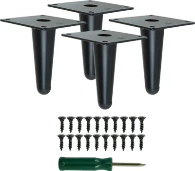 Produktbild von Metallfuß aus Stahl 10 cm gerade Sofafuß Schrankfuße Schwarz 4 Stück