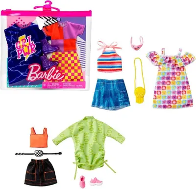 Produktbild von Barbie Fashionistas Moden 2 Outfits und 2 Accessoires für die Puppe, Puppen-Kleiderset, 3 Jahr(e), 20 g