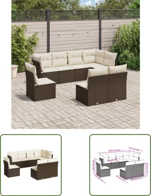 Produktbild von The Living Store 8-tlg. Garten-Sofagarnitur mit Kissen Braun Poly Rattan