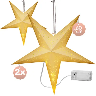 Produktbild von CASARIA® 2er Set LED Weihnachtsstern 60 cm mit 10 warmweißen LEDs, KI-generiertes Bild