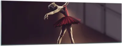Produktbild von Bilder auf glas - Einteilig - Ballerina Rot Kleid - 160x50cm - Glasbilder - Wandbilder - Bilder - zum Aufhängen bereit - Wanddekoration aus Glas - Glas Bilder - Wandbild auf Glas - GAB160x50-4336
