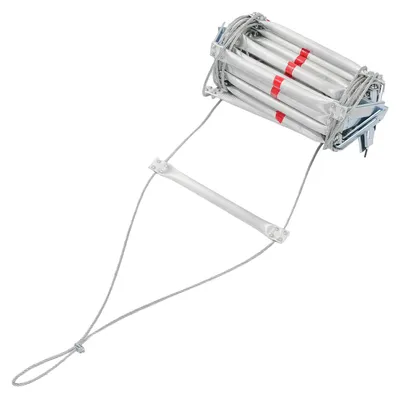 Produktbild von Rettungsleiter 10 m - Feuerleiter Notleiter - 200 kg Tragkraft - Stahl und Aluminium - Hängend mit Haken - Für Haus und Büro