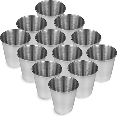 Produktbild von 48 Stück Edelstahl Schnapsgläser 70ml | Pinnchen Shotgläser | Shot Glas Stamper | Schnaps-Becher Partygläser