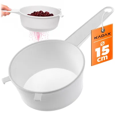 Image de Passoire de cuisine KADAX, 15 cm, passoire fine en plastique, passoire en plastique à mailles fines, passoire en plastique pour la cuisine, passoire en plastique fine avec long manche (blanc)