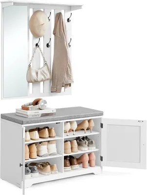 Obrázok produktu pre Sada skrinky na topánky a nástenného vešiaka, šírka 81 cm, so zrkadlom