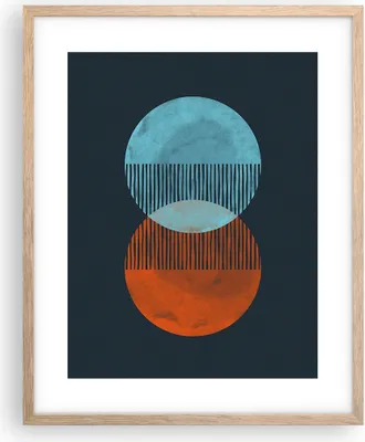 Produktbild von Gerahmtes Poster - Rahmen in heller Eiche - Geometrie Abstraktion Minimalismus - 40x50 cm - Wand Bild - Wanddeko - Wandbilder - Kunstposter - Wandposter - Bilderrahmen - Bilder - P2NPA40x50-5042