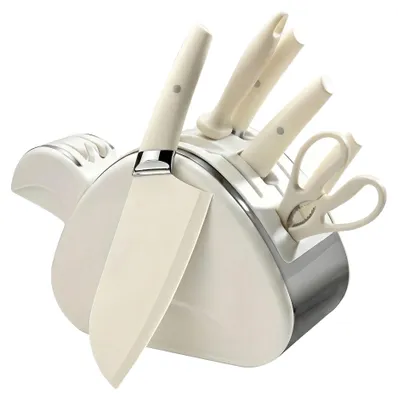 Produktbild von Küchenmesser Set, Klingen aus hochlegiertem Stahl, ergonomisches Design, WEISS