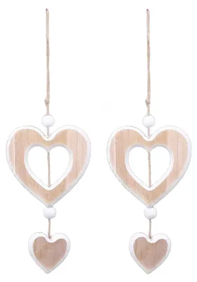 Produktbild von 2 Holzherzen zur Dekoration für Hochzeit und Valentinstag