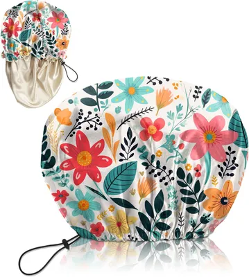 Image de Protection pour douche Satin, imperméable, réglable, diamètre 37 cm, pour femmes et filles
