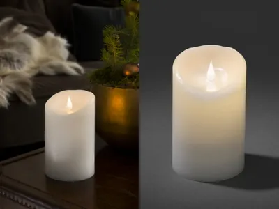 Produktbild von Konstsmide Weihnachtsbeleuchtung  LED Echtwachskerze weiß 3D Flamme Ø10cm