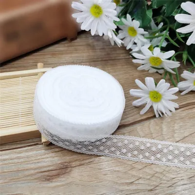 Imagen del producto de Cinta de encaje de 1,5 cm de ancho - 30 metros de largo - Cinta decorativa de poliéster - Cinta de regalo - Cinta ornamental - Para coser/manualidades - Cinta decorativa