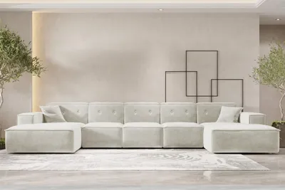 Produktbild von Wohnlandschaft Sofa U-Form CESINA XL in Stoff Perfect Harmony Cremeweiß