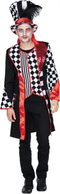 Pierrot Harlekin Kostüm Pedrolino inkl. Zylinder für Herren Gr. 50-58 schwarz-weiß Zirkus Clown Fasching Karneval Mottoparty Paarkostüm