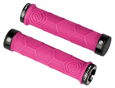 Immagine prodotto di Manopole per mountain bike, antiscivolo, in gomma, sistema di bloccaggio a doppia vite, colore rosa, diametro attacco manubrio 22,2 mm
