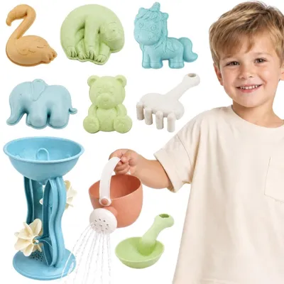 Produktbild von Woopie Green Sand Set mit Spinnrad und Gießkanne 10-tlg. Biologisch abbaubares organisches Material