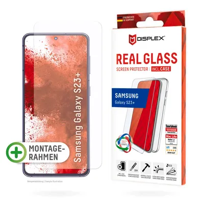 Produktbild von Displex Panzerglas + Case für Samsung Galaxy S22+/S23+, Eco-Montagerahmen, kratzer-resistent, Samsung, Galaxy S22+/S23+, Trockene Anwendung, Schlagfest, Kratzresistent, Staubresistent, Transparent, 1 Stück(e)