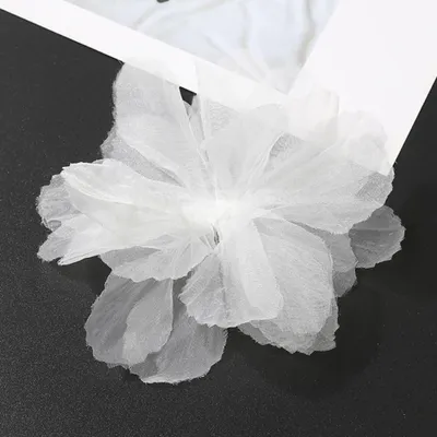 Organza Blumenaufnäher, 10 Stück, Weiß, DIY Applikationen