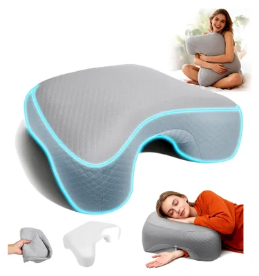Produktbild von Ergonomisches Seitenschläferkissen mit Armloch aus Memory Foam, waschbarer Bezug für Nacken und Schulter