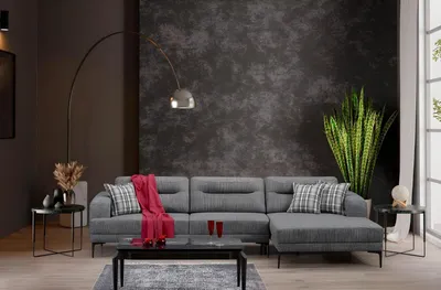 Obrázok produktu pre Elegantná sivá rohová pohovka v tvare L, moderná a pohodlná