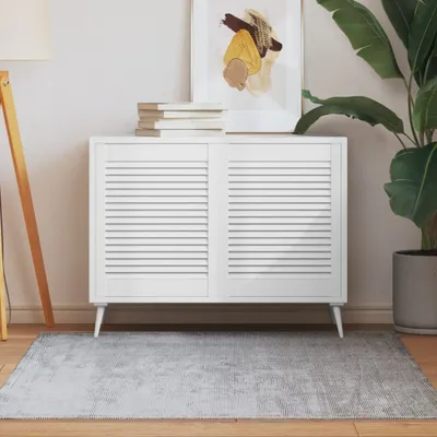 Produktbild von The Living Store Schranktüren Lamellen-Design 2 Stk Weiß 61,5x49,4 cm Massivholz