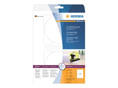 Obrázek produktu pro HERMA Special Maxi - papír - matný - trvale samolepicí - bílý - 116 mm kulatý 50 štítků (25 listů x 2)